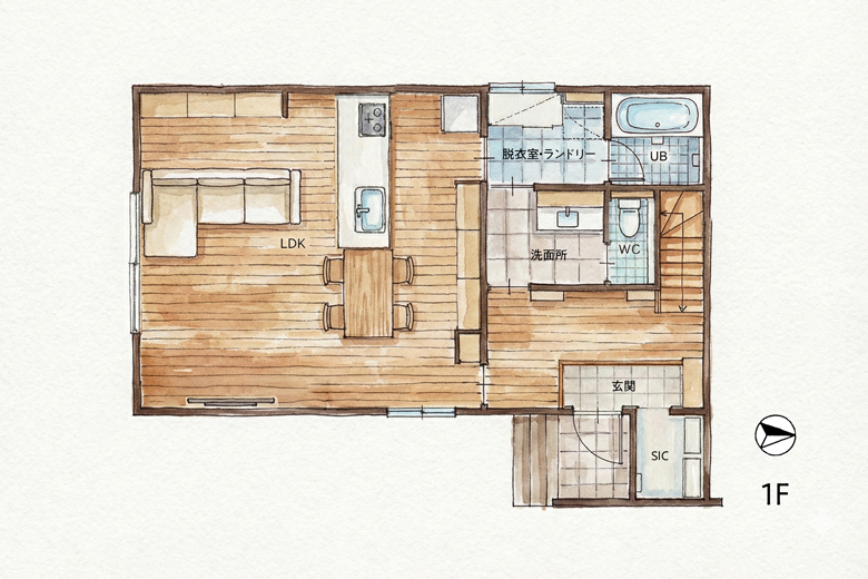 ■当日予約歓迎■三条市｜ブラックタイル×ウォールナットの床が魅せる、シックな23帖リビング｜完成見学会【予約制】